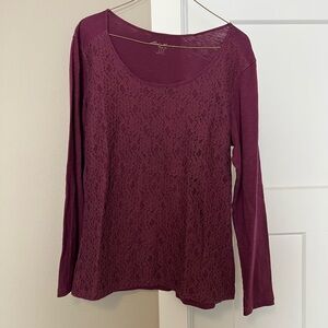 Eddie Bauer Raspberry Long Sleeve Top with Elegant Texture